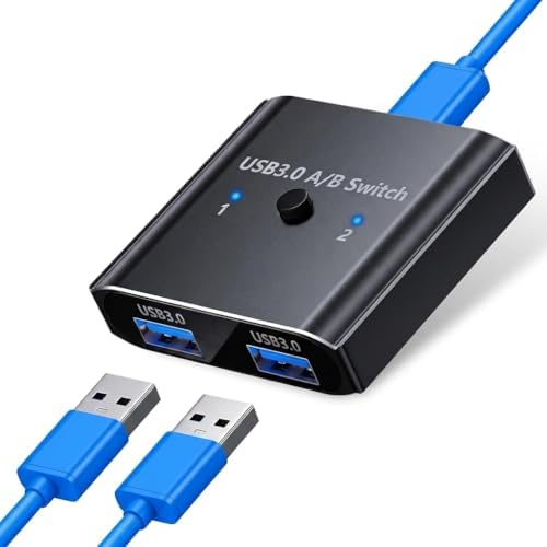 【送料無料】USB3.0 切替器 2台のPC用 双方向切替 2入力1出力/1入力2出力 5Gbps高速転送 プリンター共有 USB切り替え機 セレクター アルミ製 プラグアンドプレイ ドライバー不要 パソコン周辺機器