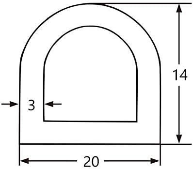 Limpieza de goma de tipo D 20mm × altura 14mm × espesor 3mm Largura 2m Prevención de colisiones Material de bloqueo Prevención de lesiones Cortes libres Para el negocio Para el hogar — vista 3