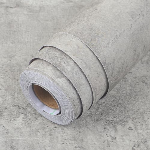 【送料無料】コンクリート調 壁紙シール グレー 40cm×300cm 厚手 リメイクシート ...