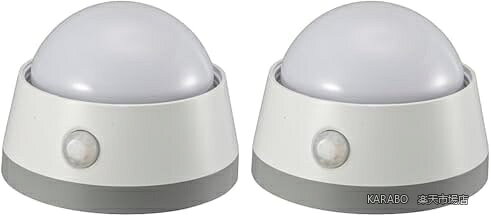 【送料無料】LEDセンサーライト 人感センサー 明暗センサー付き 電池式 ホワイト プッシュライト 2個セット 防犯 玄関 廊下 トイレ 省エネ 自動点灯 簡単設置