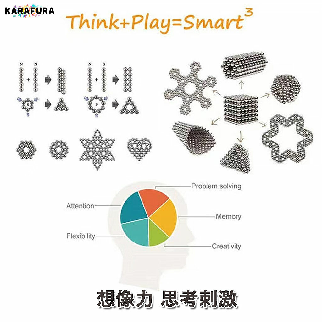 立体パズル1000個セット5mm(10色)マグネットボール磁石ボールバッキーボール収納ケース付き想像力脳トレストレス解消思考刺激新感覚