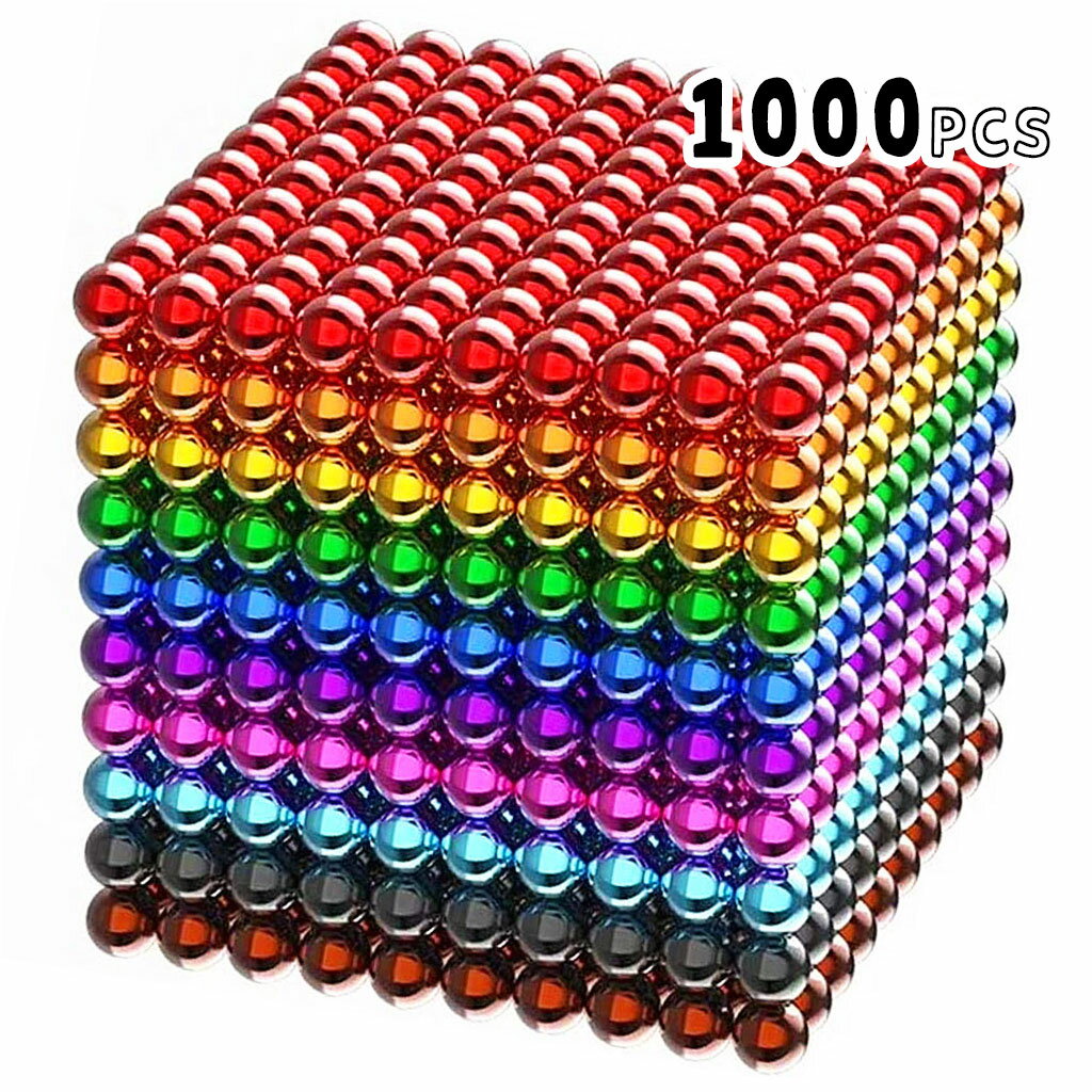 立体パズル1000個セット5mm(10色)マグネットボール磁石ボールバッキーボール収納ケース付き想像力脳トレストレス解消思考刺激新感覚