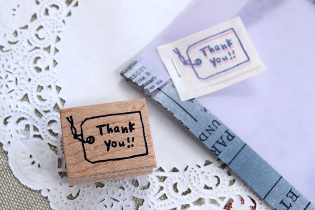 はんこどり ラバースタンプ タグ「Thank you!!」 縦19mm×横26.5mm (0050A-2630)