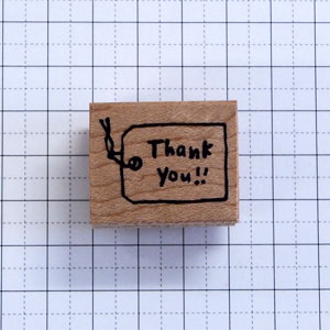 はんこどり ラバースタンプ タグ「Thank you!!」 縦19mm×横26.5mm (0050A-2630)