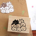 和田真由子 ラバースタンプ ぎゅうぎゅうねこ 縦24mm×横28.5mm (0086B-3040)