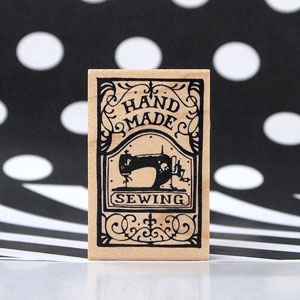 つぶあん ラバースタンプ アンティークミシンHANDMADE 縦42.5mm×横21mm (0057D-4830)
