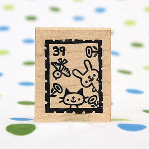tugumi ラバースタンプ 切手風 39(サンキュー) 縦31mm×横23.5mm (0006B-4030)