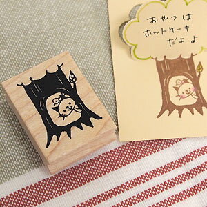 tugumi ラバースタンプ ねこの木の幹ハウス 縦32mm×横25mm (0023B-4030)