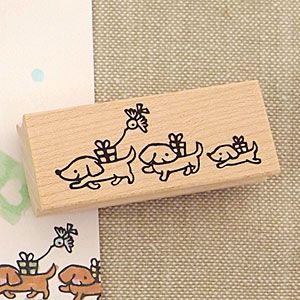 tugumi ラバースタンプ 3匹のいぬ 縦22mm×横54mm (0051A-2665)のサムネイル