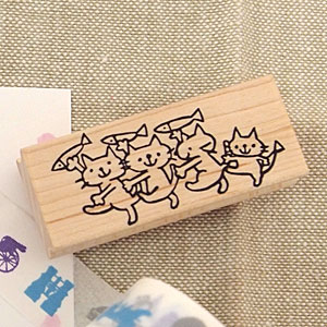 tugumi ラバースタンプ 4匹のねこ 縦22mm×横33mm (0052A-2665)
