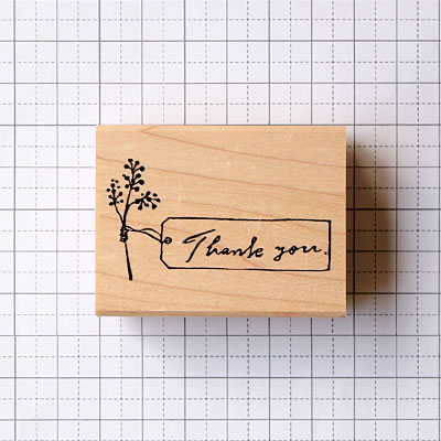 はんこどり ラバースタンプ 野バラの実のthank youタグ 縦27mm×横50mm