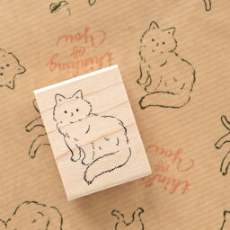 和田真由子 ラバースタンプ もふもふねこ 縦33.3mm×横23mm (0169B-4030)