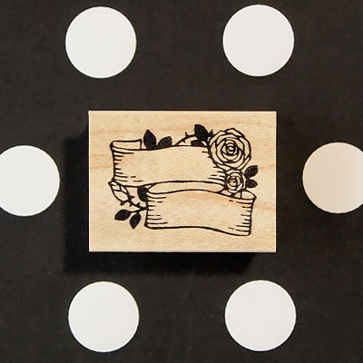 つぶあん ラバースタンプ 薔薇のリボン枠 縦23.7mm×横32mm