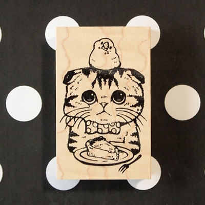 つぶあん ラバースタンプ 悩めるねこ 縦57.7mm×横37mm