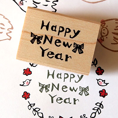 tugumi ラバースタンプ Happy New Year 縦20mm×横30.5mm