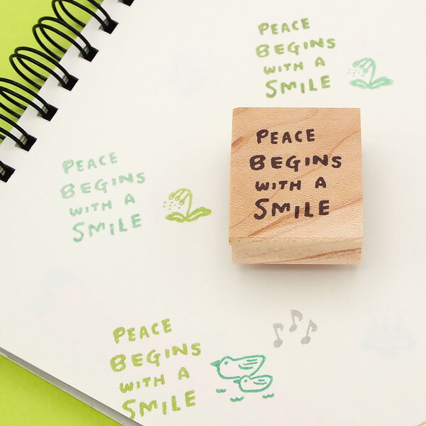 はんこどり ラバースタンプ PEACE BEGINS WITH A SMILE 縦19.9mm×横18.4mm (0289A-3026)