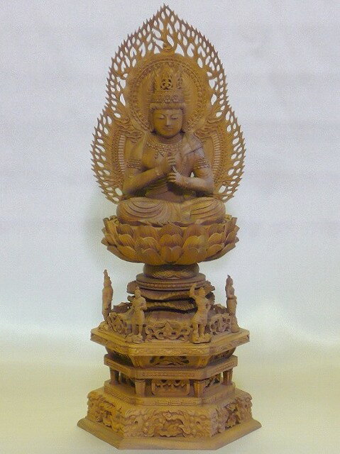 白檀　大日如来　二重火炎　眼入・六角四天王台　2,5寸 【smtb-k】【w3】(3)