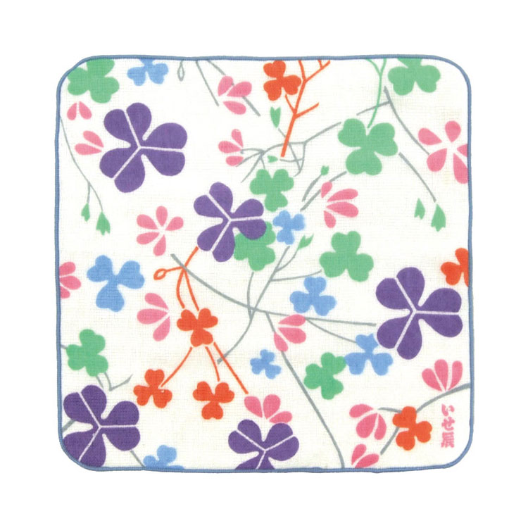 ハンカチ タオルハンカチ いせ辰 クローバー 25×25cm 風呂敷専門店 唐草屋 ギフト プレゼント プチギフト 江戸 千代紙