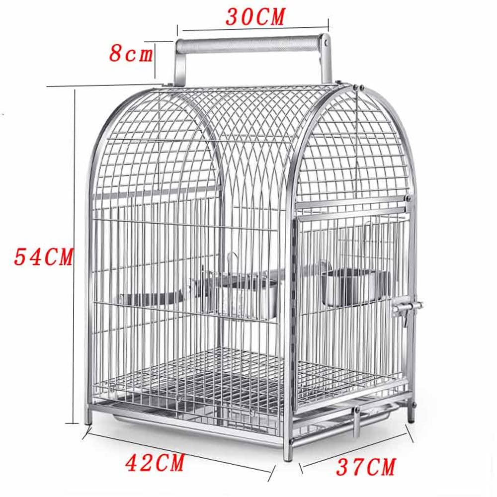 オウム ステンレス鋼 鳥用キャリーかご 中型のオウムに適しています トレイ、フー...