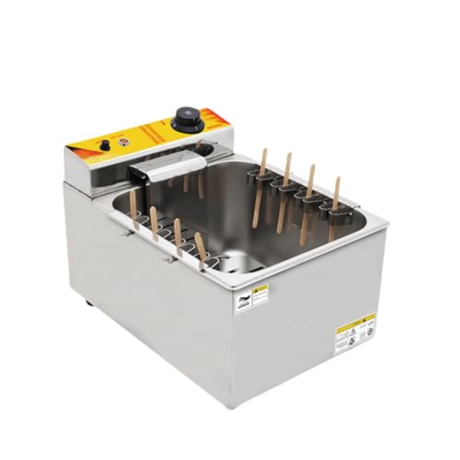 乐天商城 - 商業チーズホットドッグフライヤー 8 フックケータリング機器コーンドッグ電気フライヤー製造機 (シルバー)
