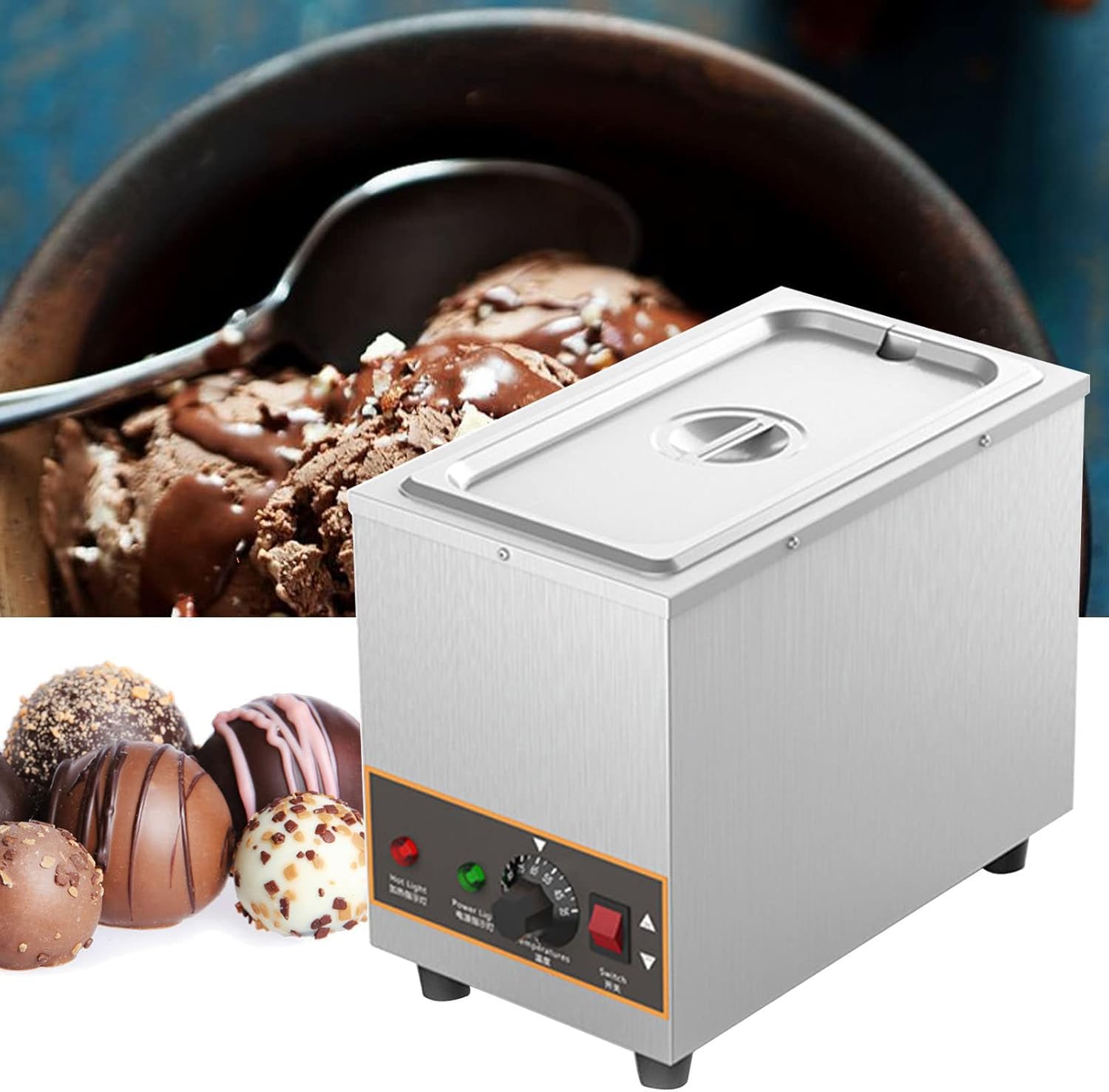 チョコレート溶融機、800W業務用チョコレートテンパリング機大容量チョコレート溶解機30〜95℃給湯ホットチョコレートメルター 4L PSE認証（楽天・UMAYA-Select.TOKYO）