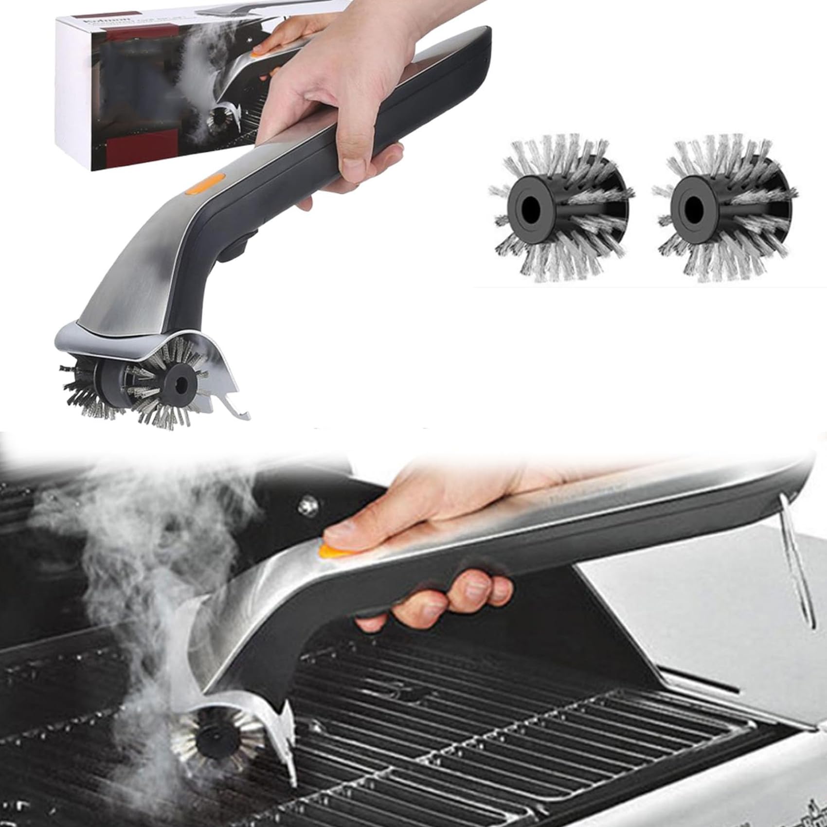 Kitchen Equipments - バーベキュー ブラシ 電動グリルブラシ こげとり ブラシ 網・鉄板用ブラシ コードレス BBQクリーニングブラシ グリルクリーナーブラシ ポータブル グリル 網用 汚れ取り 焦げ取り 鉄板クリーナー/鍋/鉄板焼器 BBQに適用