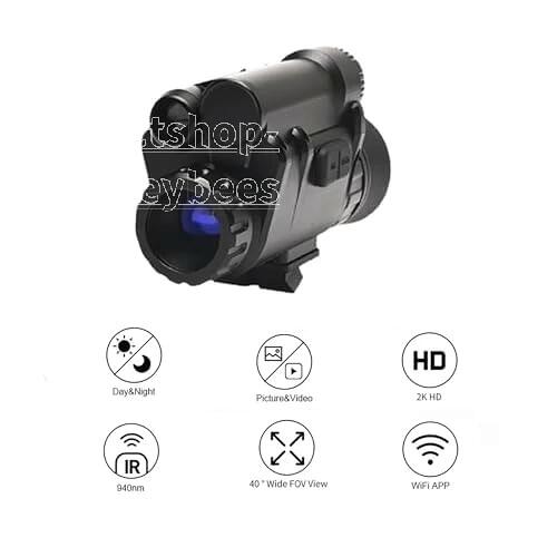 ヘルメットに取り付ける暗視単眼鏡、大人用 NVG30 暗視ゴーグル、Wifi 対応、昼夜...