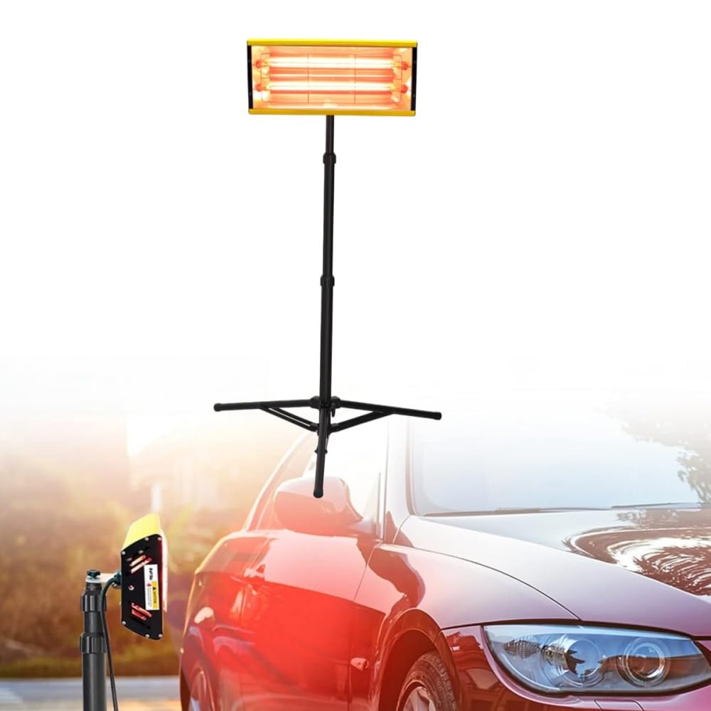 赤外線ヒーター、2000W 塗装ヒーター 塗装 ブラケット付き リフト高さ調節可能 スマートタイマースイッチ 高い熱効率 速乾性 車体修理 ペイントランプ カーフィルムのコーティング、家具の部分乾燥に使用 (62*34*19cm 2000W（110V/50Hz）)