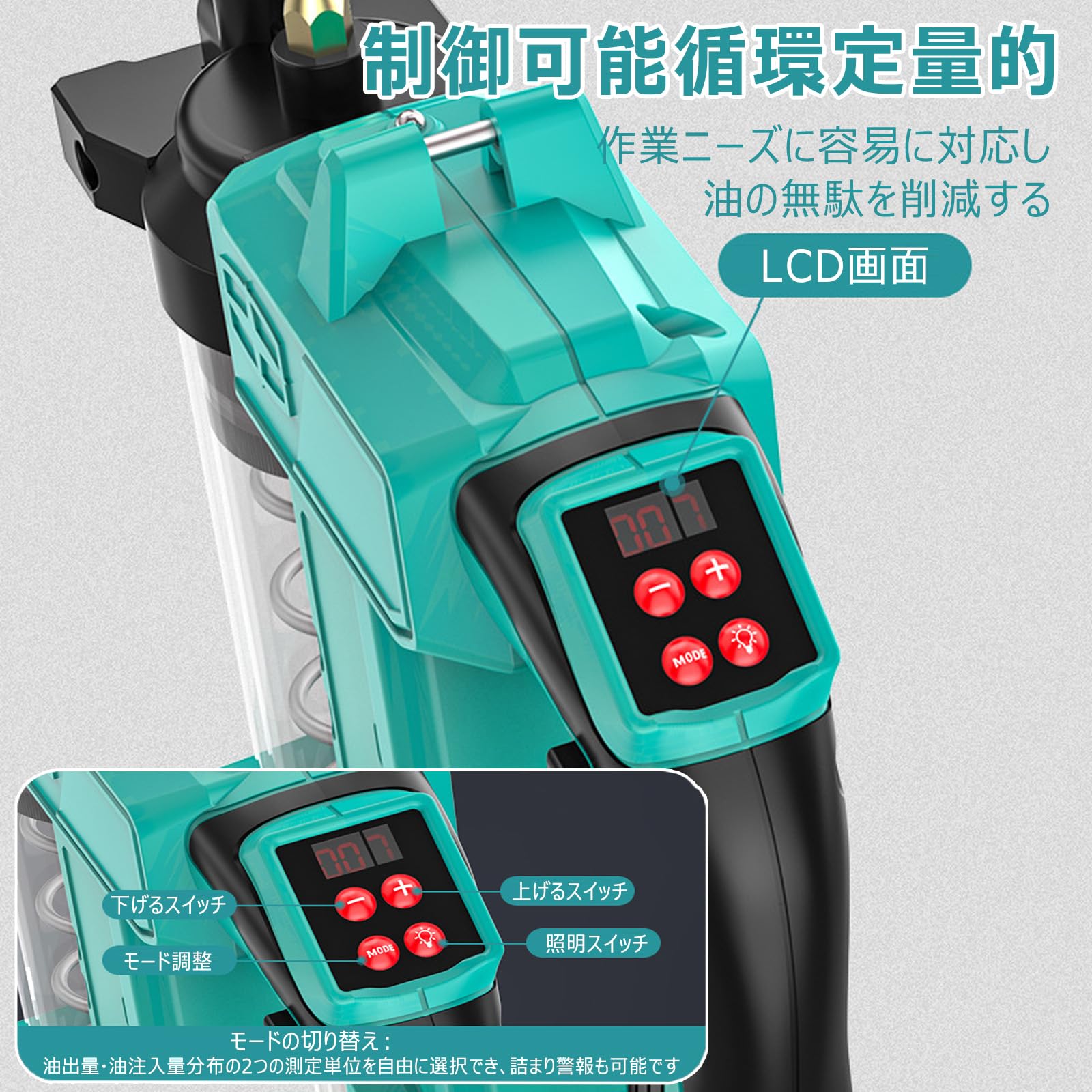 電動グリスガン サイクル定量化 充電式 コードレス プログリースガン 樽型 ケムシ...