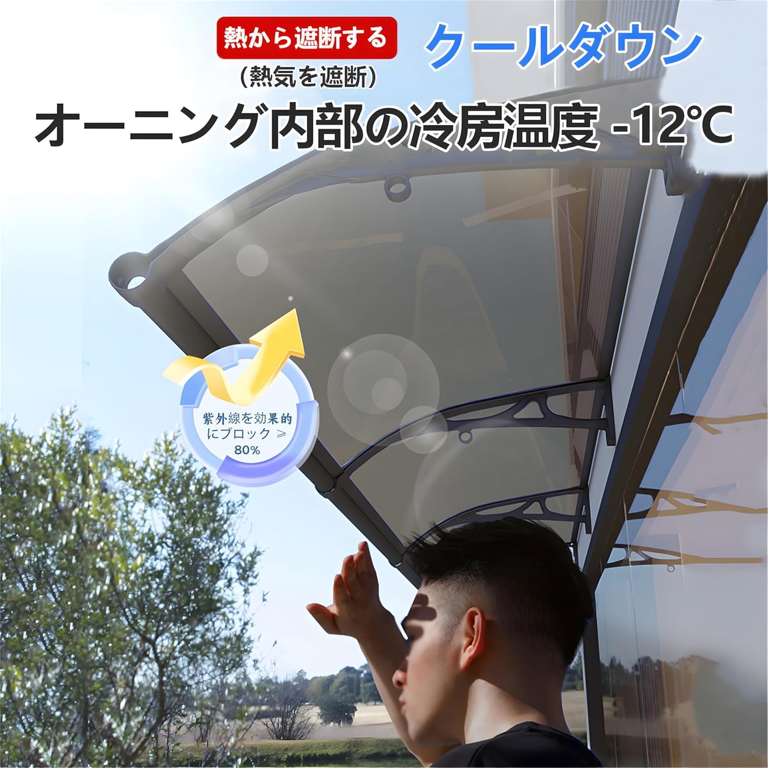 乐天商城 - 【ポイント3倍!1月限定!店舗の人気商品!】雨棚、玄関ひさし 後付け、雨 避け、雨よけ 屋根庇 屋根庇 住宅庇 アルミ合金ブラケット雨よけ 日よけに 窓/玄関などに設置可能 梅雨対策 住宅用ひさし サンシェード オーニング屋根ひ