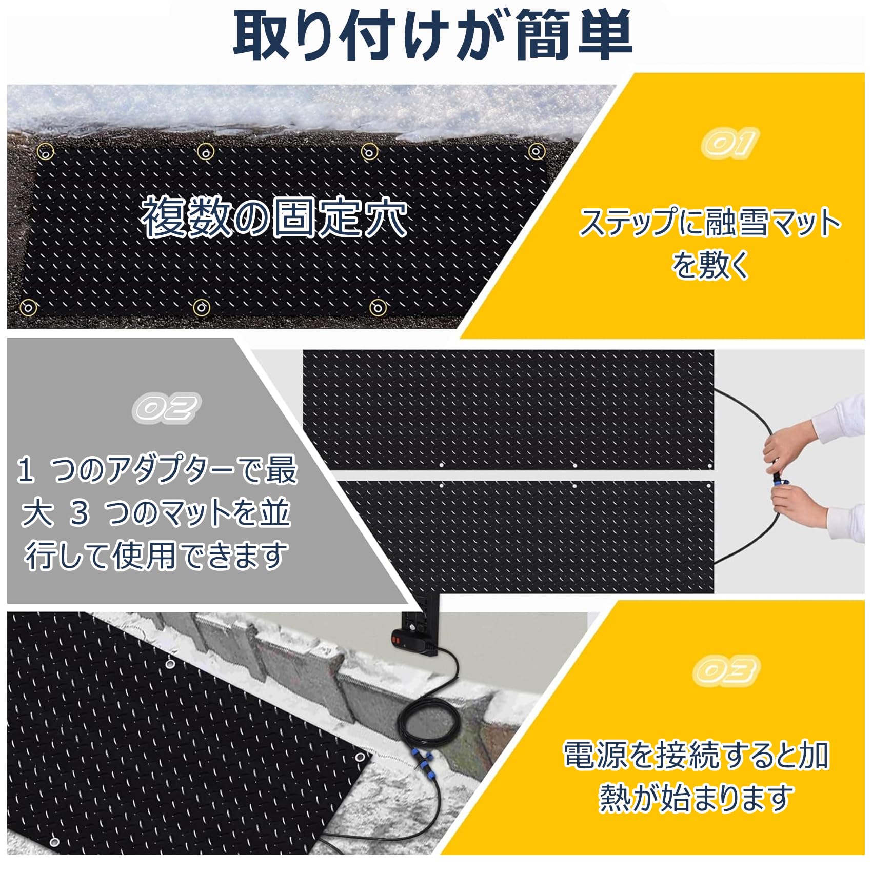 【ポイント2倍!特定商品!1月限定!】融雪マット 通路 駐車場 階段 110v 加熱 凍結防...