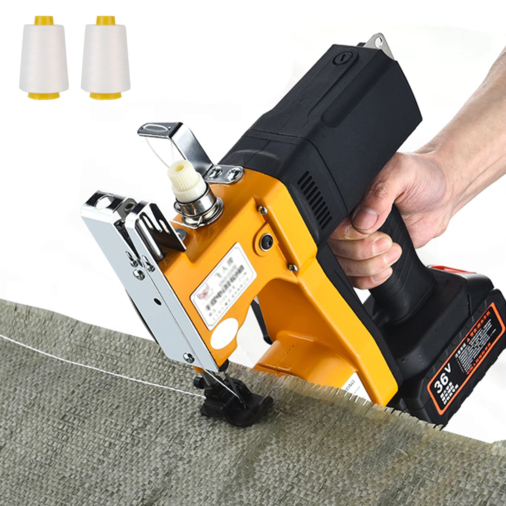 【ポイント2倍!特定商品!1月限定!】ハンドミシン 電気ミシン ポータブル 袋縫ミシン 電池式 210W 1700針/分 自動割線 軽量で便利 スムーズに動く 連続使用でき 厚手の袋も縫える 織りバッグ/麻袋/クラフトバッグ/紙袋 産業用 業務用 電池2個