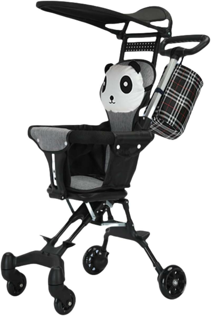 ベビーウォーカー 折りたたみ式 軽量ベビーカー 超軽量 3.6kg 子供用 スクーター ベビーカー 3輪ベビーカー キャリーハンドル 高さ調節可能 バギー一輪車 1.5歳から、ベビーカー (ブラック PU ホイール + クッション + オーニング + バスケット + ヘッドレスト)