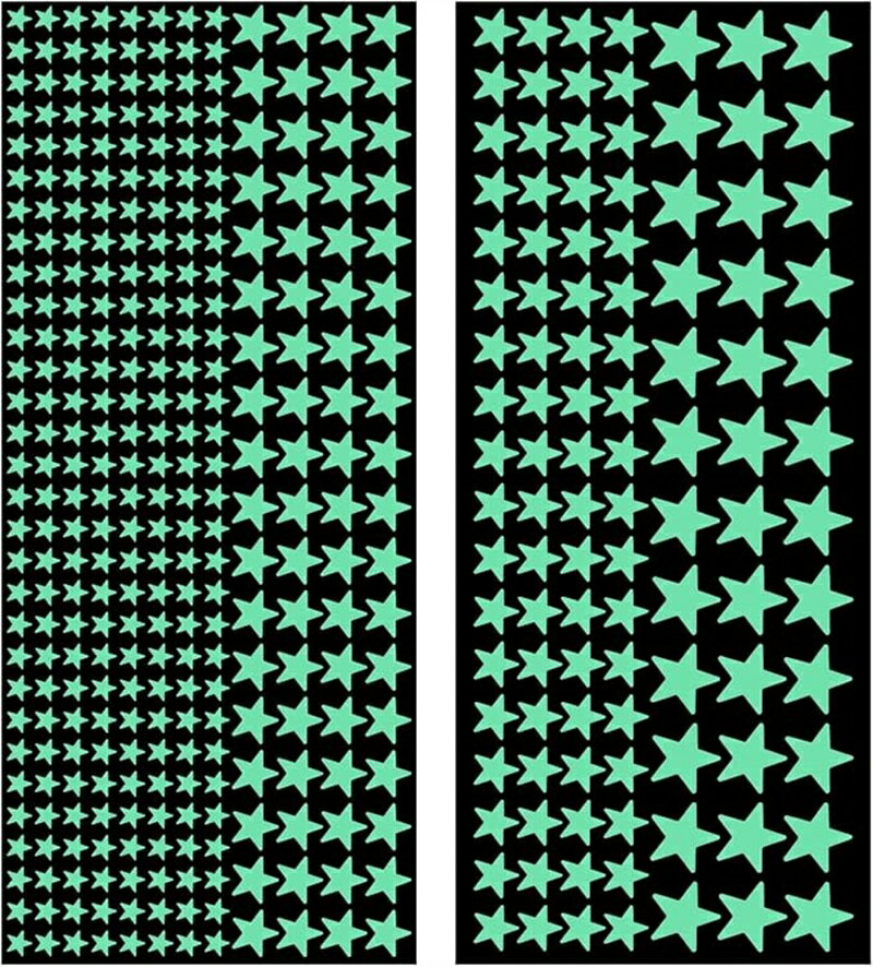 蓄光シール 星型 丸型 スター 蛍光 夜行 暗闇で光る シール ステッカー 大容量 【2シート 合計420枚入..