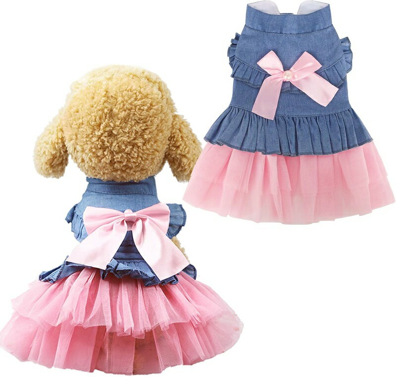 犬服 ワンピース 春夏 通気 お姫様 ドレス スカート 袖なし 薄手 軽量 小型犬 猫 ペット服 犬の服 猫の..