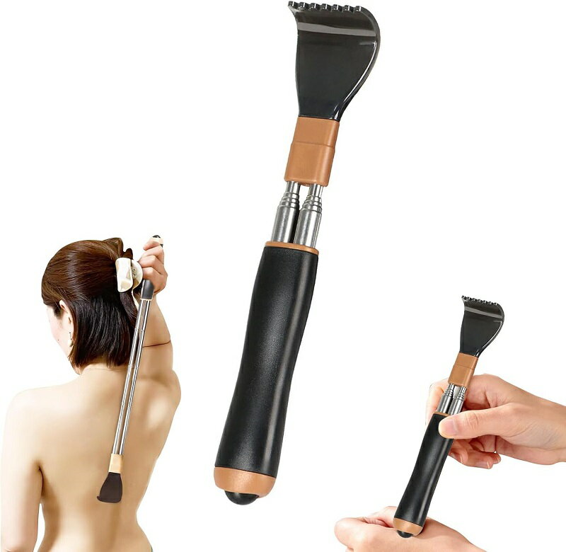 孫の手 伸縮 5段階伸縮 携帯 ハンドル下部のマッサージボールデザイン ツボマッサージ 二重ロッド構造で壊れにくい 滑らかな先端 長さ調節 21~54cm