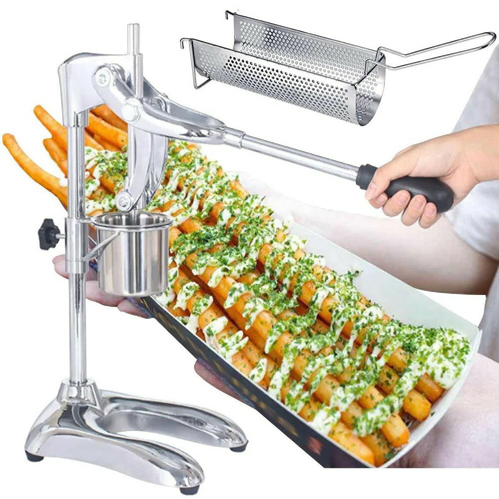 フライドポテトカッターマシン、ステンレス鋼30cm手動フライドポテトストリップスクイーザー、ポテトチ..