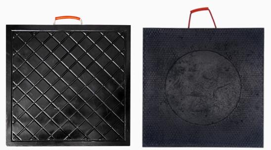 アウトリガー 敷板 ジャッキベース パッド ゴム ハンドル付き クレーン アウトリガーパッド レッカー着陸装置 クレーン/RV/レッカー/牽引トラック用ジャッキレベリングパッド 防腐剤/老化防止/耐圧性と耐摩耗性 長さx幅x厚さ500*500*50mm 2pcs