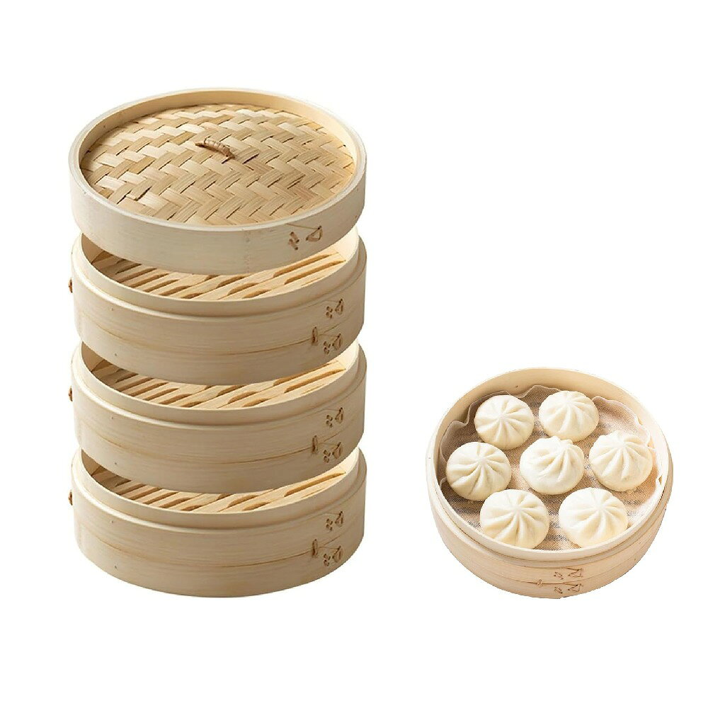 せいろ蒸し器 竹セイロ 中華 竹セイロ蒸篭 蒸しせいろ 蒸し料理 器具 多機能の手作り蒸しバスケット 蒸籠 3段蒸し+蓋 竹製 耐熱耐久 業務用 家庭用 蒸し野菜 しゅうまい 小籠包 餃子 蒸しパンに適しています 25.4cm