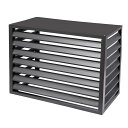 エアコン 室外機カバー アルミエアコンカバー エアコン室外機 日よけカバー アルミニウム合金素材 日焼け防止 雨よけ 錆防止 エアコンフェンス スクリーン 大型 エアコンカバー 取り付けが簡単 屋外での使用に適しています(グレー,110x80x60cm(4面))