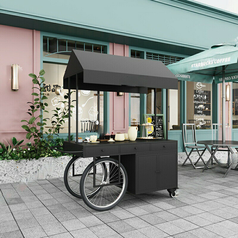 北欧風アイアン花車、屋台車、ショッピングモールのプロモーション用、引き出し付...