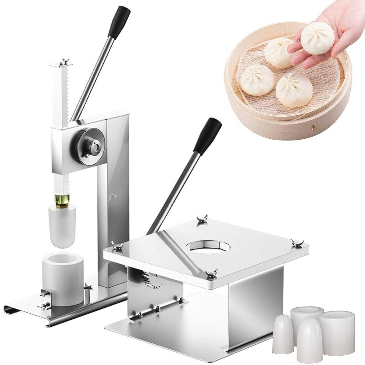 手動パン製造機 3個の型付き 半自動饅頭製造機 業務用包子メーカー 半自動包子製造型 ステンレススチー..