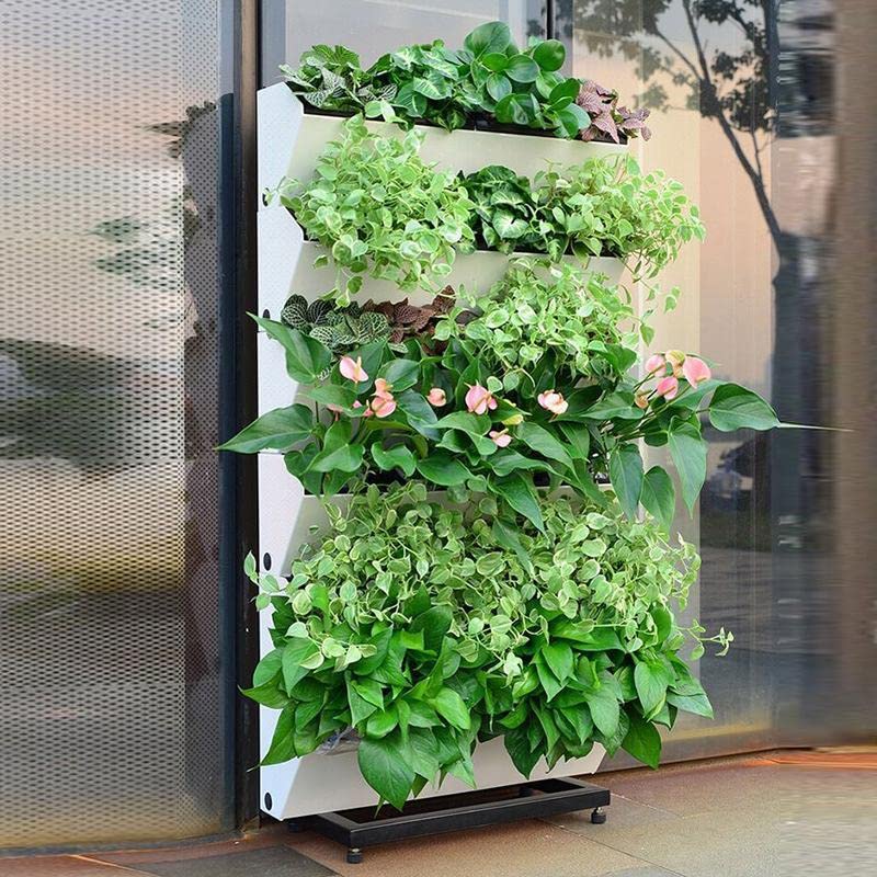 車輪付き水耕栽培キット、水位計デザインのモダンな水耕壁掛けポット、イチゴ、花、ハーブ、野菜用,白