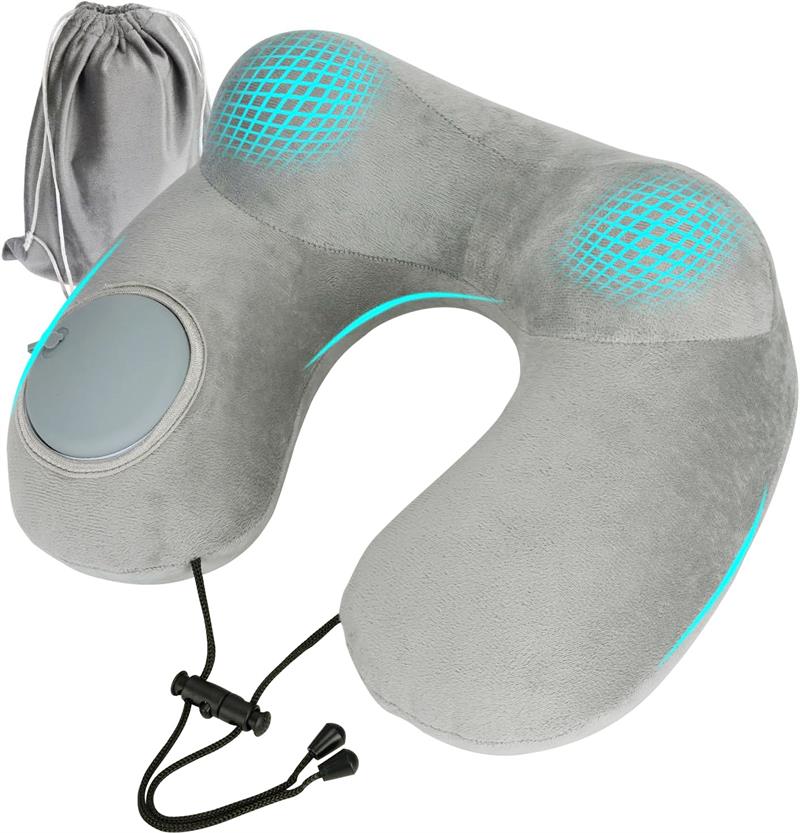 ネックピロー 首枕 携帯枕 U型 旅行用 旅行便利グッズ 収納袋 洗えるカバー エアーピロー プレス式膨らませる ネックピロー 飛行機 オフィスグッズ 自宅 バス