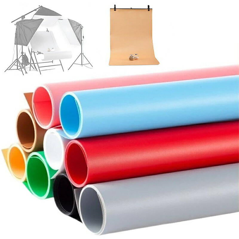 背景布 背景シート 撮影用 撮影用テーブル 9色セット PVC背景紙 両面 厚手 白い布 簡易スタジオ 撮影ブース用 撮影用機材 コンパクト収納 写真撮影 人物撮影 商品撮影 背景スクリーン バックペーパー グリーンバック 9色セット 100*200cm
