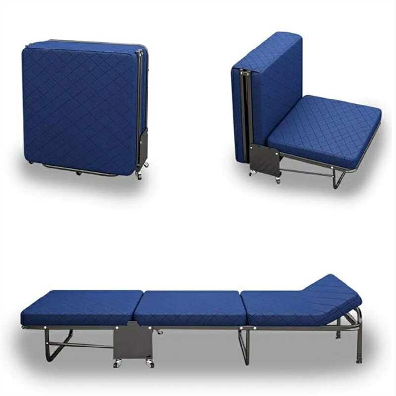 折りたたみベッド コンパクト 5段階リクライニング シングルベッド幅70 高反発マットレス 三つ折り 簡易ベッド静音キャスター付き 仮眠用ベッド軽量 移動便利 耐荷重200KG 防塵収納袋付き, 来客用 介護用, 110*180*26