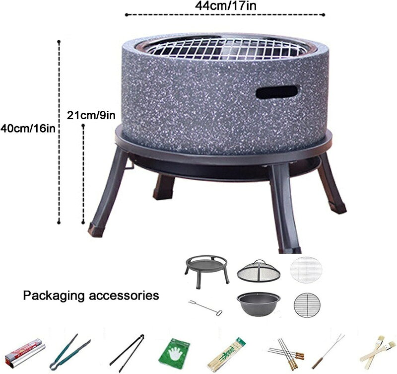 屋外ファイヤーピットガーデン,44cmイミテーションストーン、リッドテーブルトップ...