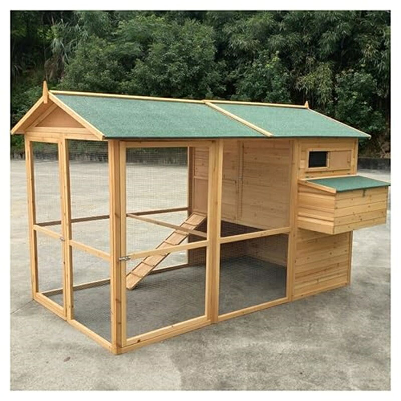 鶏小屋 大型無垢材鶏ケージ 屋外用の飼育ケージ トレイ付き多扉設計 組み立てが簡単 屋内および屋外用15羽の鶏を収容可能(Black)