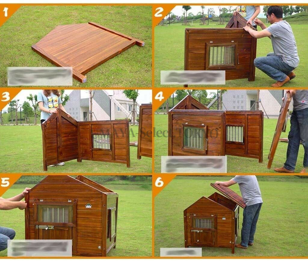 【人気商品！ポイント8倍~】犬小屋 犬クレートソリッドウッドドッグハウス屋外防雨...