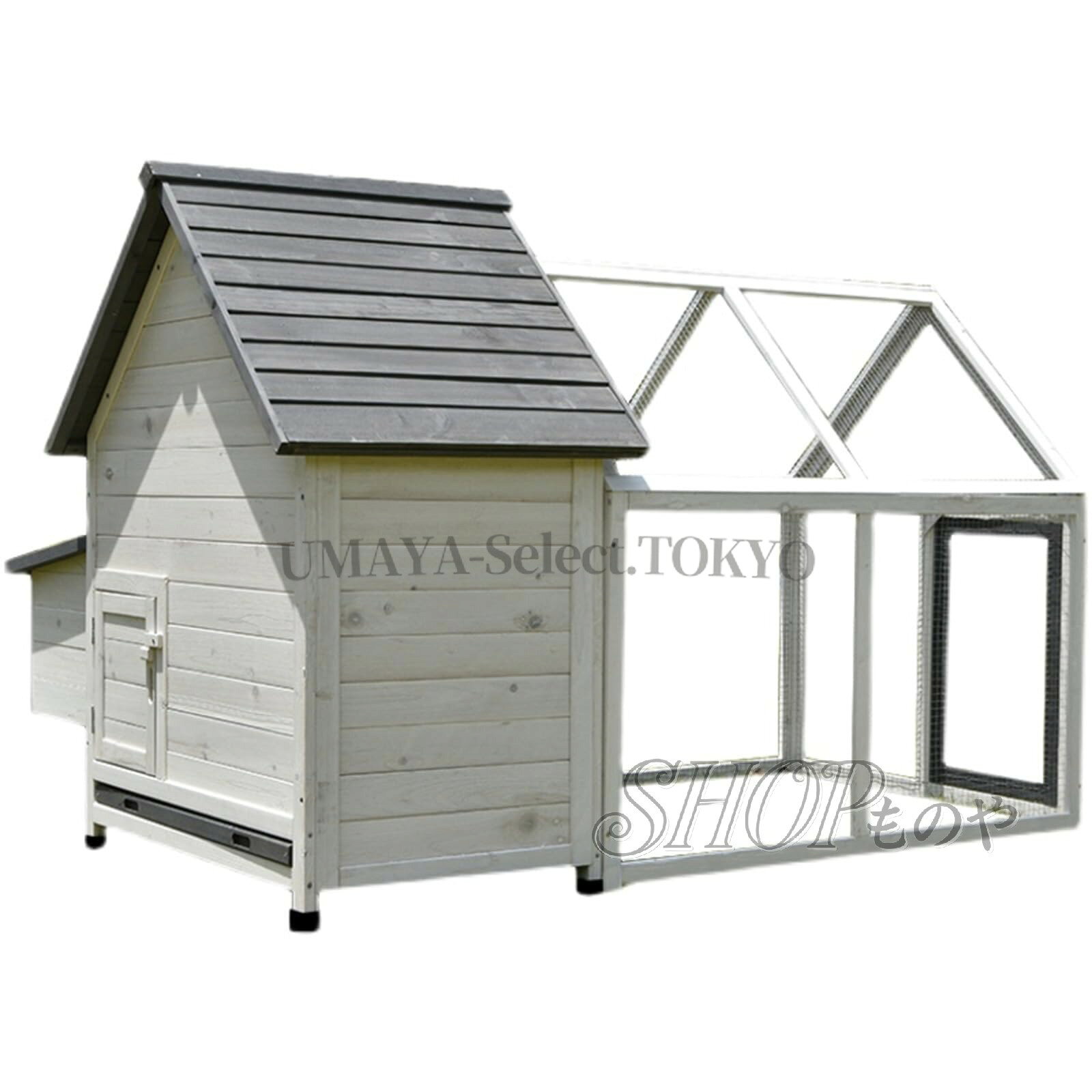 ウサギ小屋、屋外用ウサギケージ、ランと漏れ防止トレイ付き、モルモットやアヒルの小動物に最適な木製鶏小屋
